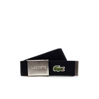 Lacoste Men's Made in France  Engraved Buckle Woven Fabric Belt166