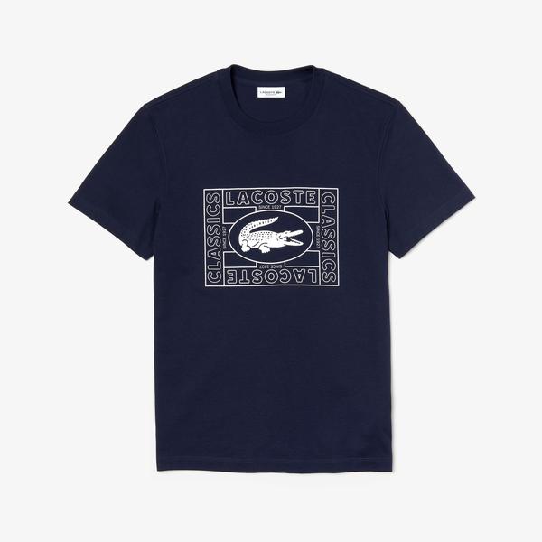 Lacoste Men's T-Shirt with pattern Crocodile with round neckline