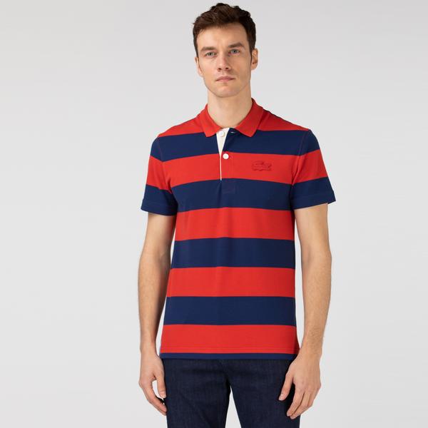 Lacoste Men’s Regular Fit Striped Cotton Piqué Polo Shirt