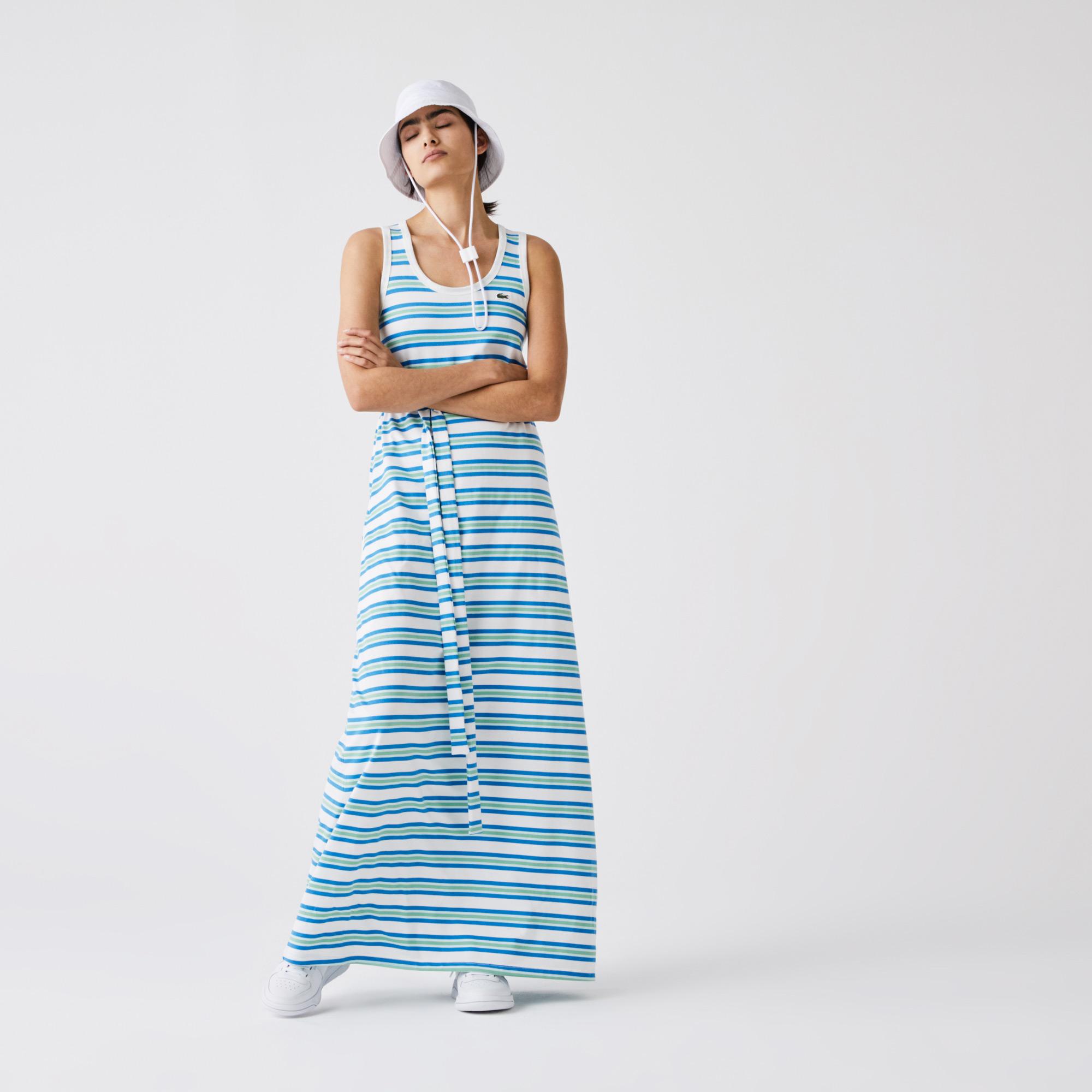 Lacoste Women’s Long Striped Cotton Tank Top Dress