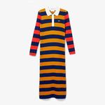 Lacoste Women’s Fitted Striped Ribbed Mid-Length Polo Dress