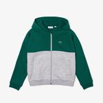 Lacoste Boys’ Hooded Colorblock Print Fleece Zip Sweatshirt