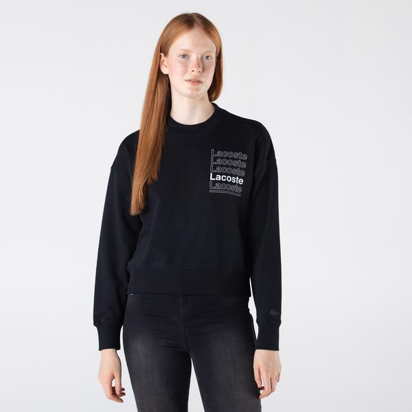 Women’s Lacoste L!VE Crew Neck Print Cotton Fleece Sweatshirt