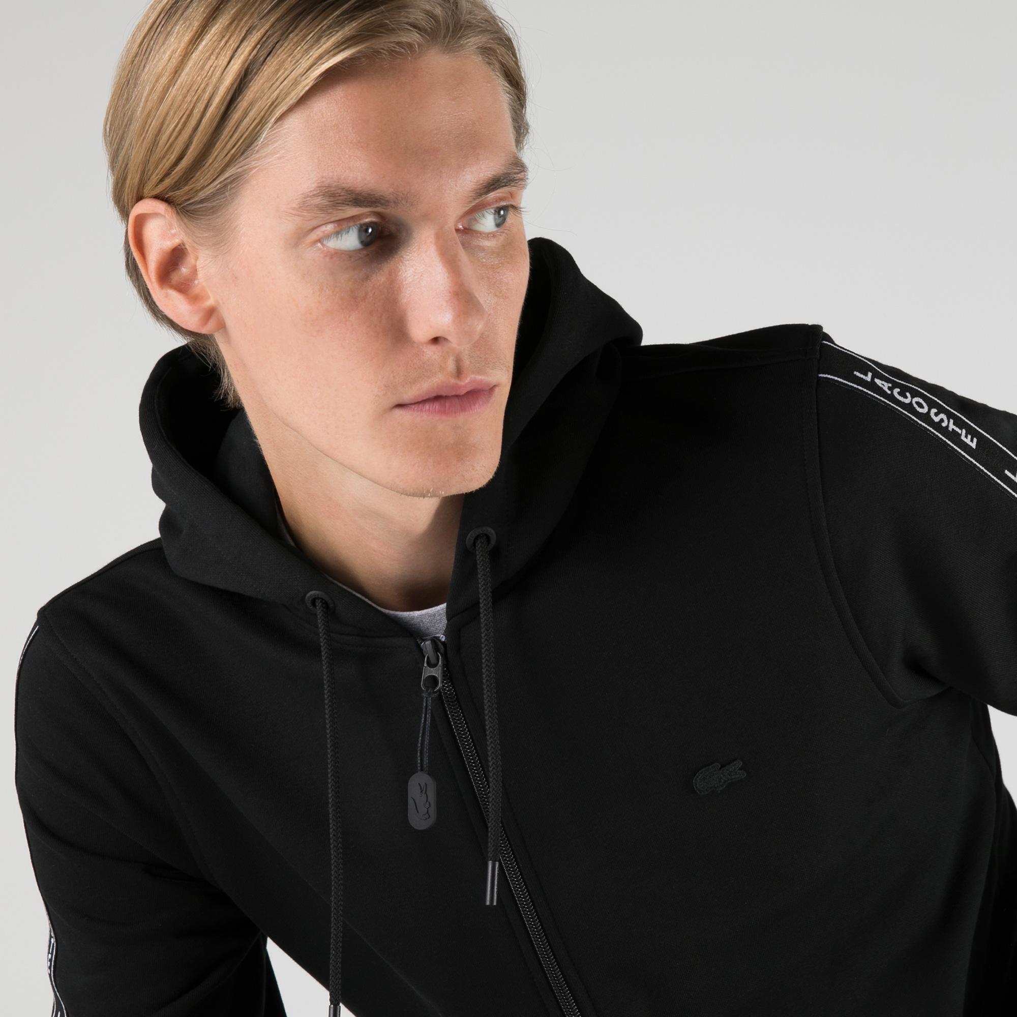 Men's Lacoste sweatshirt with a hood and zipper in a slim fit