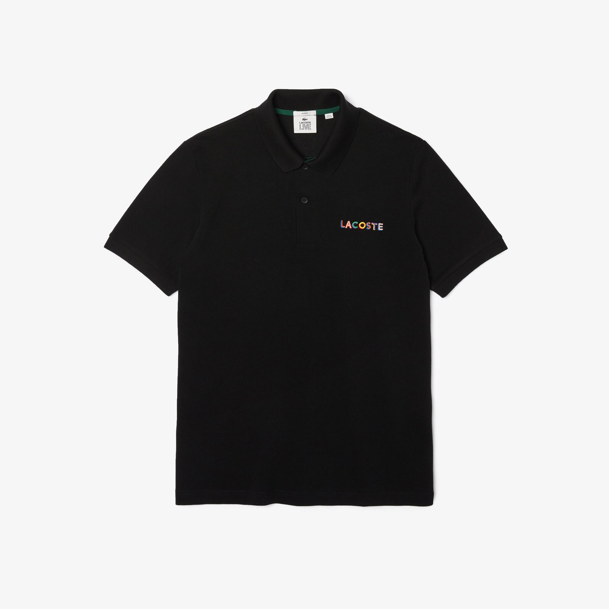 Lacoste L! VE polo shirt with a unisex print in a loose fit
