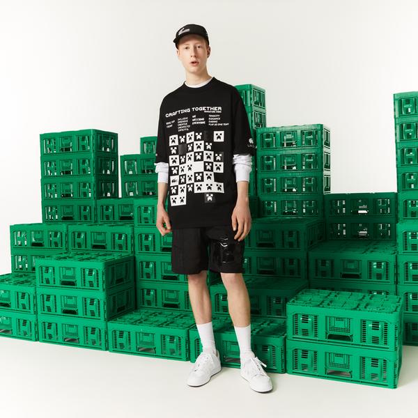 Lacoste Men's  L!VE Collab Minecraft Loose Fit Organic Cotton T-Shirt