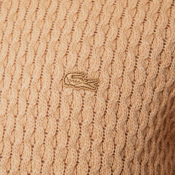 Lacoste Men's  Regular Fit Cable Knit Wool Sweater