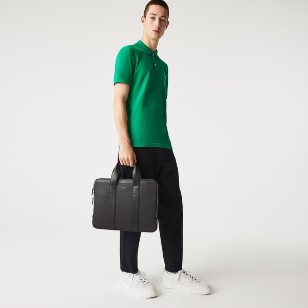 Lacoste Men's Chantaco Piqué Leather Extra Slim Computer Bag