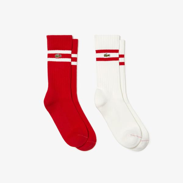 Lacoste Unisex ribbed knit socks with contrast stripes 