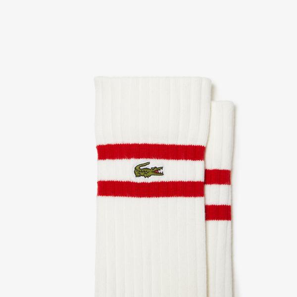 Lacoste Unisex ribbed knit socks with contrast stripes 