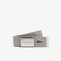 Lacoste Men's Made in France  Engraved Buckle Woven Fabric BeltL94